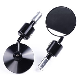 Fuworance Motorbike Circle Mirrors Motorcycle Round Handlebar Rear View Mirrors Bike Bar End Rearview Side Mirrors Universal 13MM / 18MM Aluminum (Black)