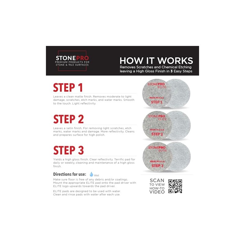 Stone Pro 3-Step Diamond Impregnated Polishing Pads – Ideal for