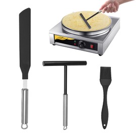 GOTFUN 3 Pieces Crepes Distributor and Spatula Stainless Steel Crepes Turner Dough Distributor, T Shape Crepes Maker Accessories for Home Kitchen Baking Cooking Baking Tools