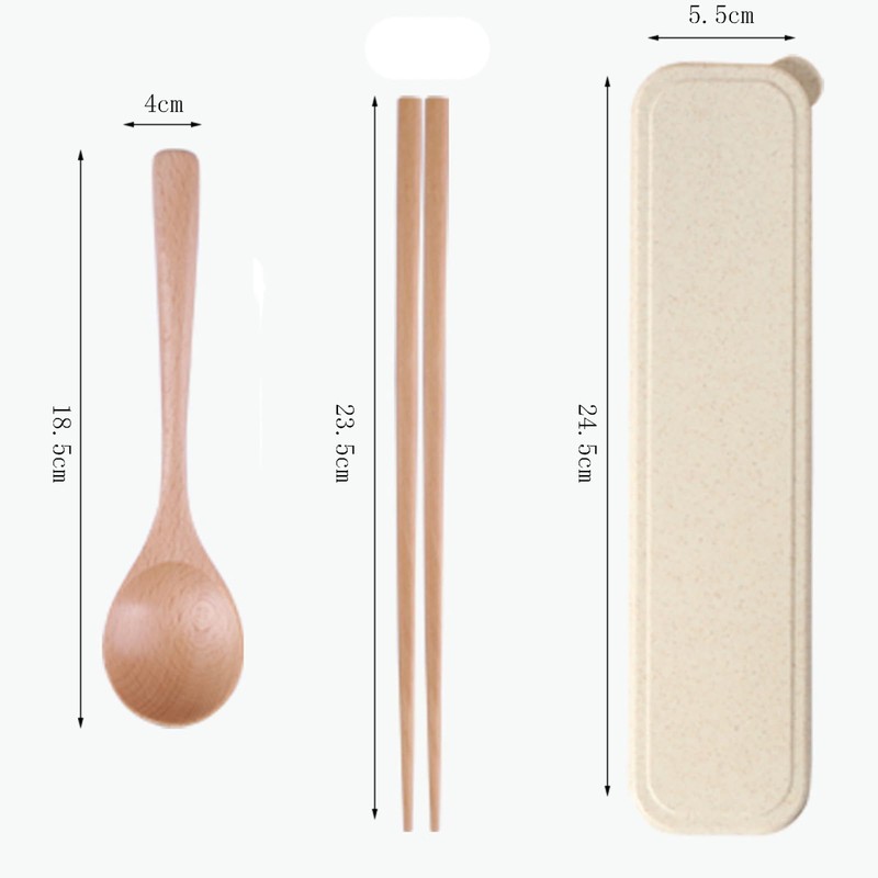 箸 スプーン 木製2点セット カトラリー 天然木の箸 ケース付き コンビセット アウトドア 携帯食器セット 学生
