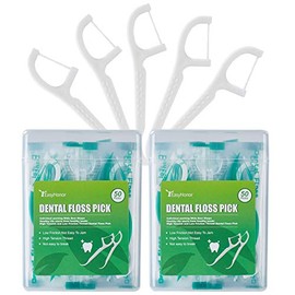 Palillos dentales, 2 fundas de hilo dental, 100 unidades, cada una envuelta individualmente, hilo dental, palillos de seda, hilo dental, palillos dentales, palillos dentales, palillos de hilo dental, 1 caja de palillos de dientes.