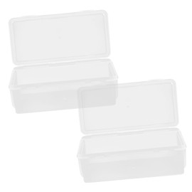 LIFKOME 2pcs Plastic Storage Box with Lid Medium Long Container for Desk Organization for Stationery Cosmetics and Daily Essentials for Office and Classroom Use