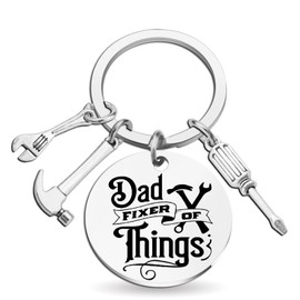 Coolest Stocking Stuffers Dad Christmas Gifts Best Dads ever Gift for Fathers Day Presents Idea for Men Adults from Daughter Son Funny Father’s Day Dad Fixer of Things Hammer Key Chain (Silver)