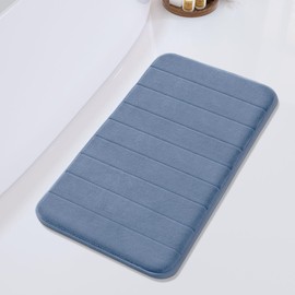 Yimobra Memory Foam Bath Mat Large Size, Soft and Comfortable, Super Water Absorption, Non-Slip, Thick, Machine Wash, Easier to Dry for Bathroom Floor Rug, 92 x 61 cm, Denim Blue