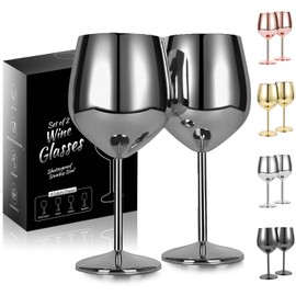 VERISA Stainless steel black wine glasses,18oz Unbreakable Wine glass, red wine glasses elegant wine glasses metal goblet long stem metal wine glasses black goblet outdoor wine glasses