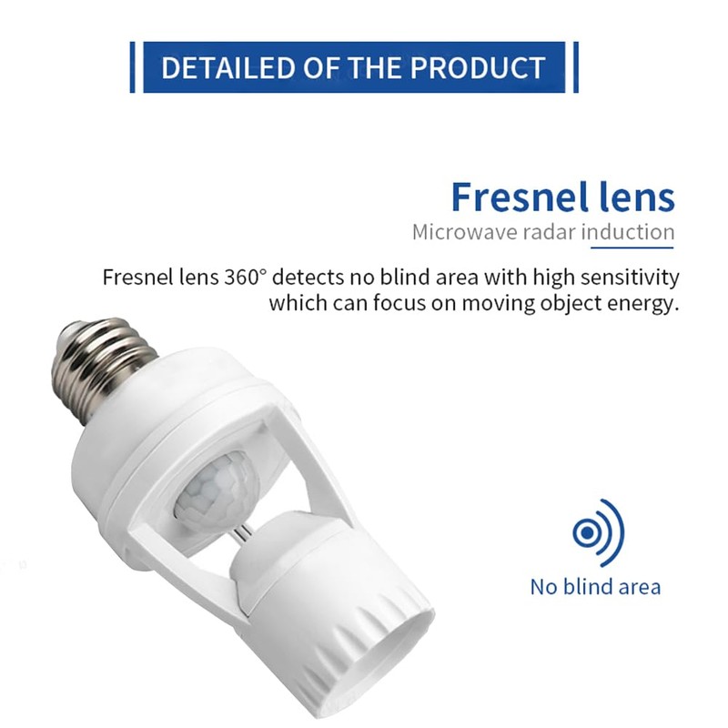 Glomora E27 Sensor Lights Socket, Motion Sensor Light Socket 10-300