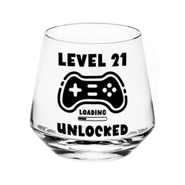 JUSTOTRY LEVEL 21 UNLOCKED Birthday Drink Shot Glass - 21st Birthday Gifts for Him or Her 11oz Drinking Best 21 Birthday Decorations Cool Gifts Idea for Men Him 21 Decorations