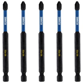 5 x Rennie Tools 100mm Long PZ2 Impact Screwdriver Driver Bits Set. Heavy Duty PoziDriv POZI No.2 Magnetic Screwdriver Bit Set. PZ2 Impact Driver Bits Pozidrive Screw Accessories. Black Oxide Coated