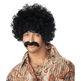 California Costumes Men's How You Doin' Wig & Moustache Costume - Black - One Size