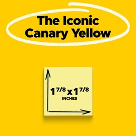 Post-it 62210SSCY Canary Yellow Note Pads, 2 x 2, 90-Sheet, 10/Pack