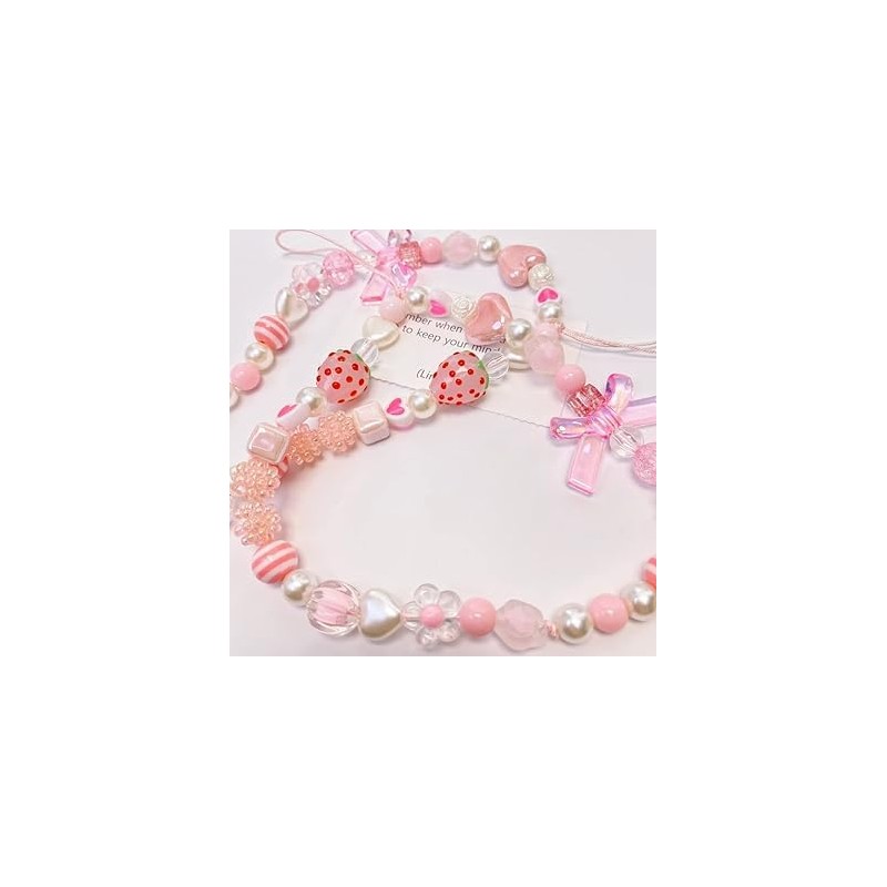 YSSZAM Strawberry Phone Charms Strap,Pink Cute, Cell Phone Charms Aesthetic