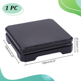 AHANDMAKER Square Wood Grain Display Base, Black Wood Keepsake Display Base Wood Display Riser Wooden Display Stand Vase Fish Tank Tea Set Base Household Crafts Pedestal, 6.2" W x 6.2" D x 1.7" H