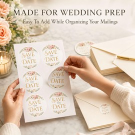 Save The Date Envelope Stickers: 120 Pcs Floral Seals 1.6 Inch