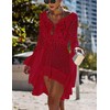 Bsubseach Mujer Pareo de Playa Rojo Ropa de Baño Croché