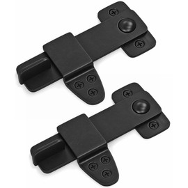 Barn Door Latch - Shed Door Latch - Sliding Barn Door Latches and Catches - Barn Door Lock - Black Wrought Iron Rustic Flip Latch Hardware Kit for Double Doors, Garden Gate, Cabinet, Bar, Pantry (2)