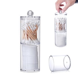 2 Layers Cotton Pads Container Box, Acrylic Make Up Pad Container, Cotton Pads Storage, Cotton Bud Container, Removable, for Cosmetic Box, Cotton Bud Holder, Bath Salt, Make-Up Pad, Transparent,