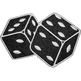 Papapatch Black Dice Gambling Game Sign Costume DIY Applique Embroidered Sew Iron on Patch (IRON-DICE-01-BK)