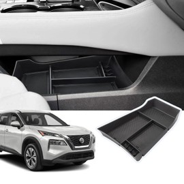 Neepiar Lower Center Console Organizer Compatible with Nissan Rogue 2021 2022 2023 2024 Interior Storage Box Insert Tray Secondary Accessories