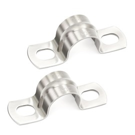 CANGCANG Stainless Steel Mounting Clamp 20 mm, 22 Pieces U-Pipe Clamps, Pipe Clamp, Two-Hole Pipe Clamp, Mounting Clamp, Stainless Steel for Pipeline, Electric Cable, Empty Pipes
