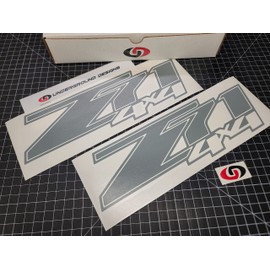 Z71 4x4 Decals (2-Pack) Bedside Fender Stickers Fits 2007-2013 Chevy Silverado 1500 2500 3500 Select Color: (Gloss Gray)