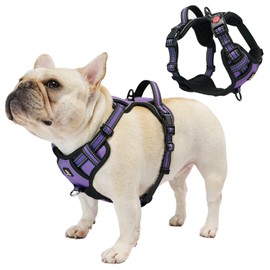 BELLA & PAL Dog Harness for Medium Dogs No Pull, No Choke Front Clip Pet Vest with Easy Control Soft Padded Handle, Adjustable Heavy Duty Reflective Dog Body Harness for Medium (Deep Purple, S)