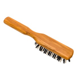 Redecker 721215 Olive Wood Oblong Hair Brush with Boar Bristles and Wooden Pins