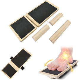 Ankle Strengthener Exerciser for Sprained, Single Foot Balance Board, Non-Slip Wood Wobble Board., Black