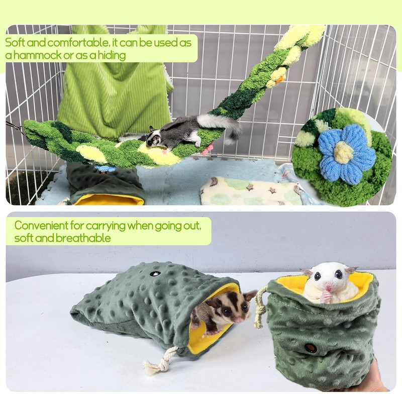 Hamiledyi Ferret Hammock 5 Pack Sugar Glider Climbing Ropes Toys