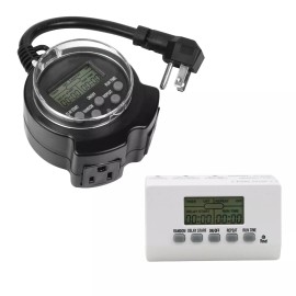 Clear Power CP Grounded Outlet EZ Digital Timer & 2 Grounded Outlet Outdoor Timer, CPCO95003