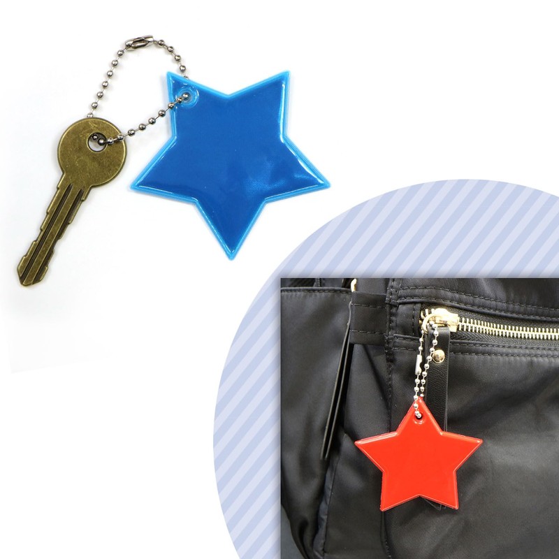 Sparkling Puffy Round Reflective Key Chains, Set of 5, Reflector,