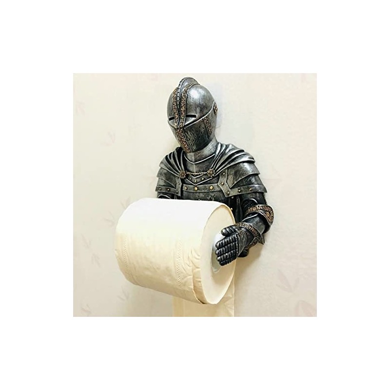 Toilet Paper Holder Tissue Storage Roll Medieval Statue Knight to