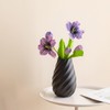 Black Ceramic Flower Vase with Textured Spiral Design, Modern Minimalist