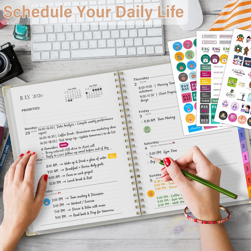 Planner 2026-2027, A4 Hardcover Weekly and Monthly Calendar Planner from