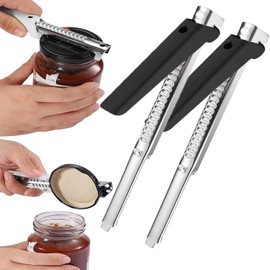Adjustable Multifunctional Stainless Steel Can Opener, Abridor de Tarros para Manos Débiles, Abridor de Tarros Ajustable para Artritis, Construcción de Metal, Jar Openers for Seniors(2pcs，Negro)