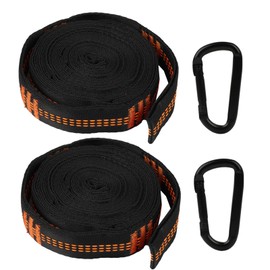 Hammock Suspension Set - Pack of 2 Fastening Straps with 2 Aluminium Carabiner Hooks for Camping, Outdoor and Travel | Maximum 300 kg Load Capacity for Secure Hammock, Hammock Attachment