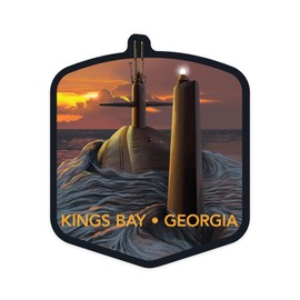 Die Cut Sticker Kings Bay, Georgia, Submarine and Sunset, Contour Vinyl Sticker 1 to 3 inches (Waterproof Decal for Cars, Water Bottles, Laptops, Coolers), Small