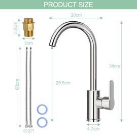 Tryslyn Wasserhahn Küche, Armatur Mischbatterie, Spültischarmatur, Küchenarmatur, Küchenwasserhahn, Kitchen Tap, Küchen Spülarmaturen, Kitchen Faucet, Küchenamatur Spüle, Wasserhähne, Küchenhahn