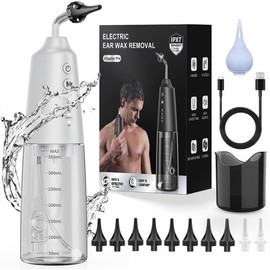 Ear Wax Cleaner Removal, DIY Water  Ear Irrigation Flushing System with 4  Modes, Electric Ear Flushing Kit for Adults Earwax Remover Cleaning Tool Ear Washer for Humans - Color: White