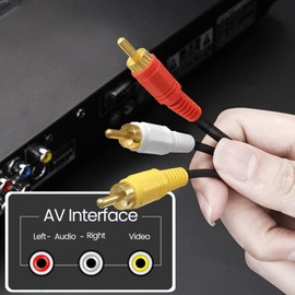 DR. WATCH Premium 3 RCA/Phono Male Plug to 3 RCA/Phono Male Plug Cable RCA Audio Video AV TV Cable Lead - Connection for Enhanced Audio and Video Experience (15 M [49.21 ft])