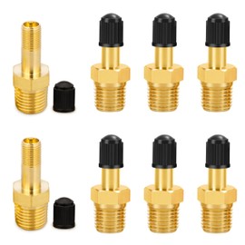 8Pcs Brass Schrader Valve,NPT Car Valve Adapter,NPT Tank Valves with 1/4" Male NPT Standard Thread Core and Cap,Air Compressor Air Tank Fill Valves Tool Fittings,Compressor Safety Valve, Tyre Valve