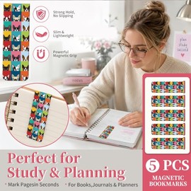5 marcadores magnéticos, bonitos clips de marcapáginas magnéticos, marcadores de página coloridos para libros, suministros de lectura para amantes de 