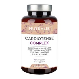 Schwarzer Knoblauch Komplex 11250mg - Weißdorn, Olivenblatt Kapseln Für Herz und blutkreislauf - Knoblauch extrakt 15:1 S-Allylcystéine Q10 Vit B - Cardiotense Komplex 90 Kapseln Nutralie