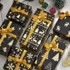 Christmas Wrapping Paper, 6 Sheets Black and Gold Foil Gift