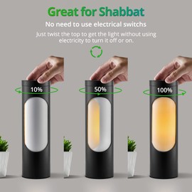 LEDIARY Kosher Lamp for Shabbos, Black Table Lamps and Nightlight for Living Room Bedroom，T10 Bulb Included (4W Eqv 40W, 400LM, 3000K)