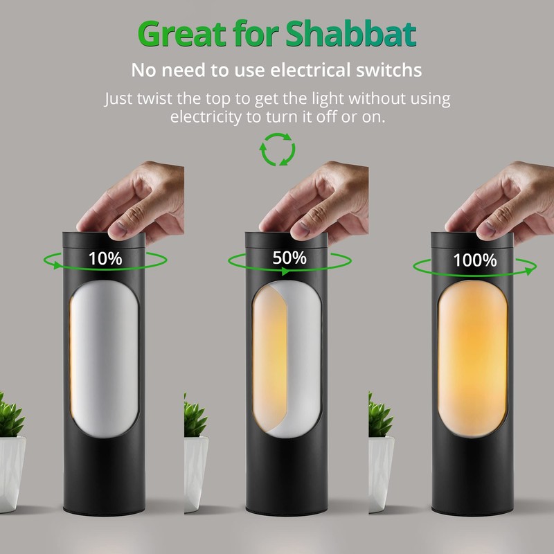 LEDIARY Kosher Lamp for Shabbos, Black Table Lamps and Nightlight