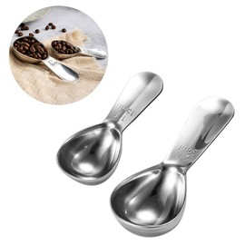 Set of 2 Stainless Steel Coffee Scoops Measuring Coffee Spoons 15 ml and 30 ml, silver