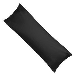 Dakimakura Cover 160 50 Long Pillow Cover, 100% Cotton, Sateen Weave, 300 High Density Fabric, Cover Only, Dust Mite Resistant, Zipper, Smooth, Soft, 9 Colors to Choose from 4 Sizes, Plain, Black,