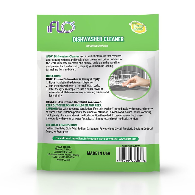 iFLO Dishwasher Cleaner Tablets with iFLObiotic – Deep Cleaning Dishwasher