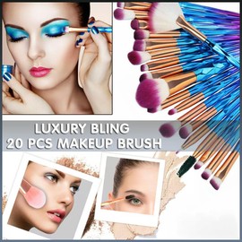 20 PCS Eye Make-up Brushes Diamond Unicorn Eyeshadow Eyebrow Blending Brush Set Ergonomic Handles
