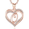 INFUSEU Heart Letter Necklace Initial Women O Jewelry Rose Gold